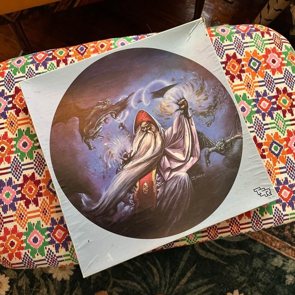 Vintage dungeons and dragons wizard and gargoyle puzzle